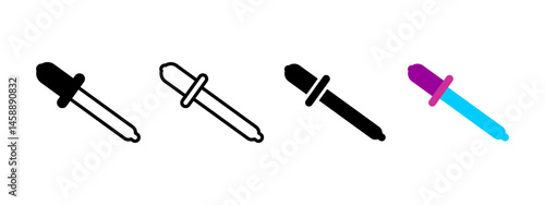 Dropper icon. Pipette tool with bulb top and narrow glass tube vector illustration. Dispensing liquid substances symbol. Precision dosage and cosmetic or medical tool sign. Lab equipment pictogram.