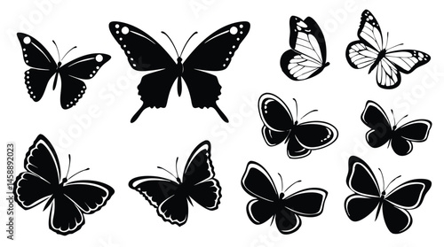 Butterfly Silhouettes and Outlines – Vector Insect Icon Collection