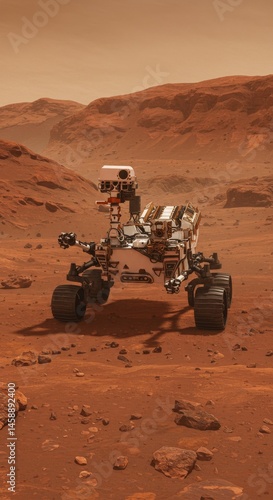 Mars Rover on Red Planet Surface
