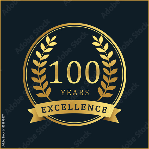 100 Years of Excellence – Golden Anniversary Badge with Ribbon and Laurel Wreaths