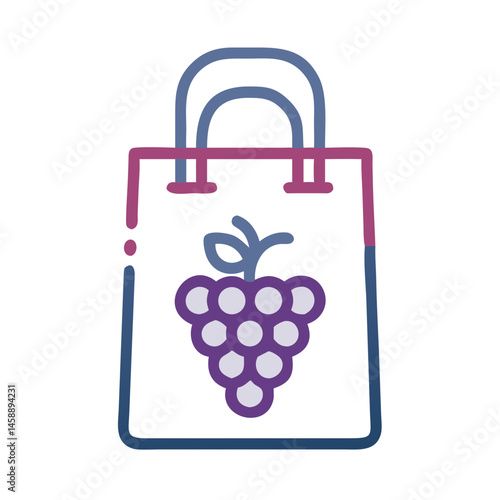 Grape Shopping Bag Icon Representing Wine Retail and Vineyard Products