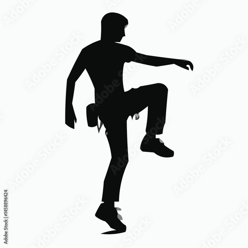 Sport Icon - silhouette climbing, dynamic pose against neutral background  