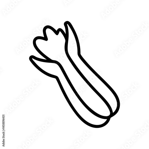 Celery illustration in black and white line art style