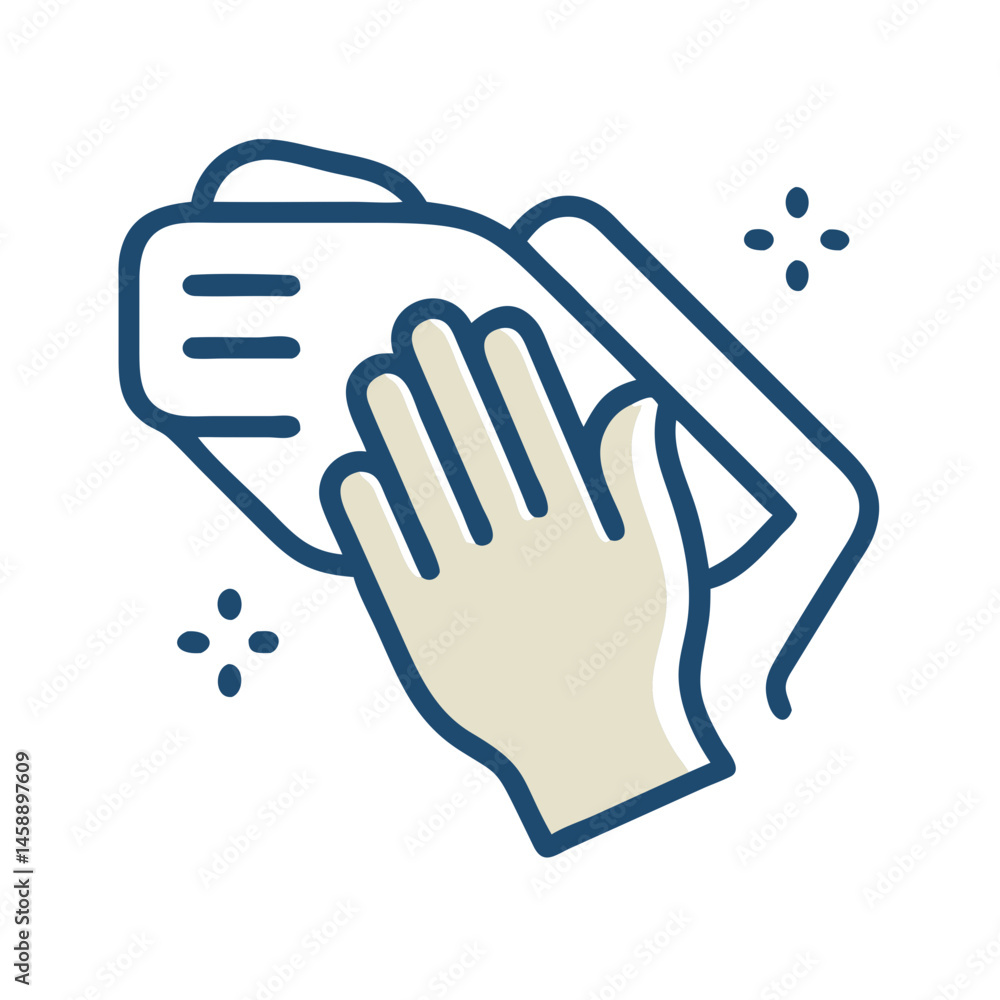 Fototapeta premium Hand Wiping Surface Icon Representing Cleaning and Sanitation