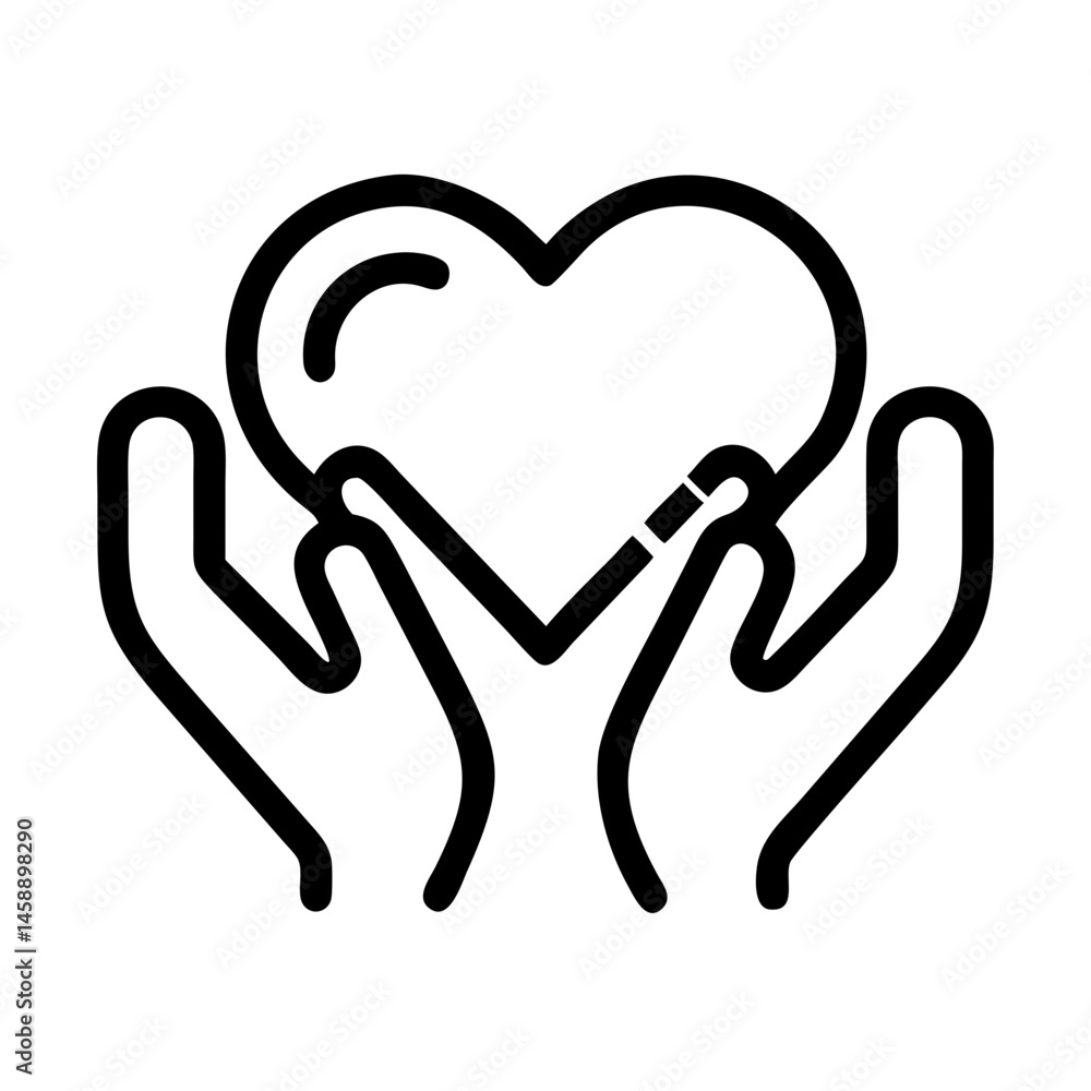Heart Hands Icon Representing Love or Unity and Compassionate Support Heart Hands Icon Representing Love or Unity and Compassionate Support