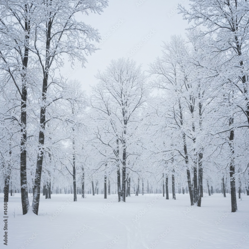Snowy Winter Forest Landscape with Snow Covered Trees Snowy Winter Forest Landscape with Snow Covered Trees