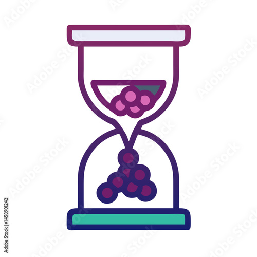 Hourglass with Grapes Icon Representing Wine Aging and Fermentation Time