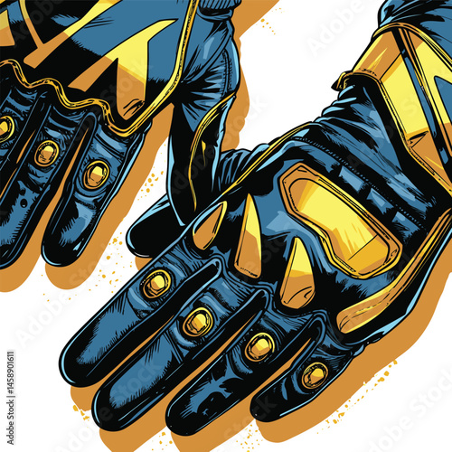 motorcycle racing gloves vector art
