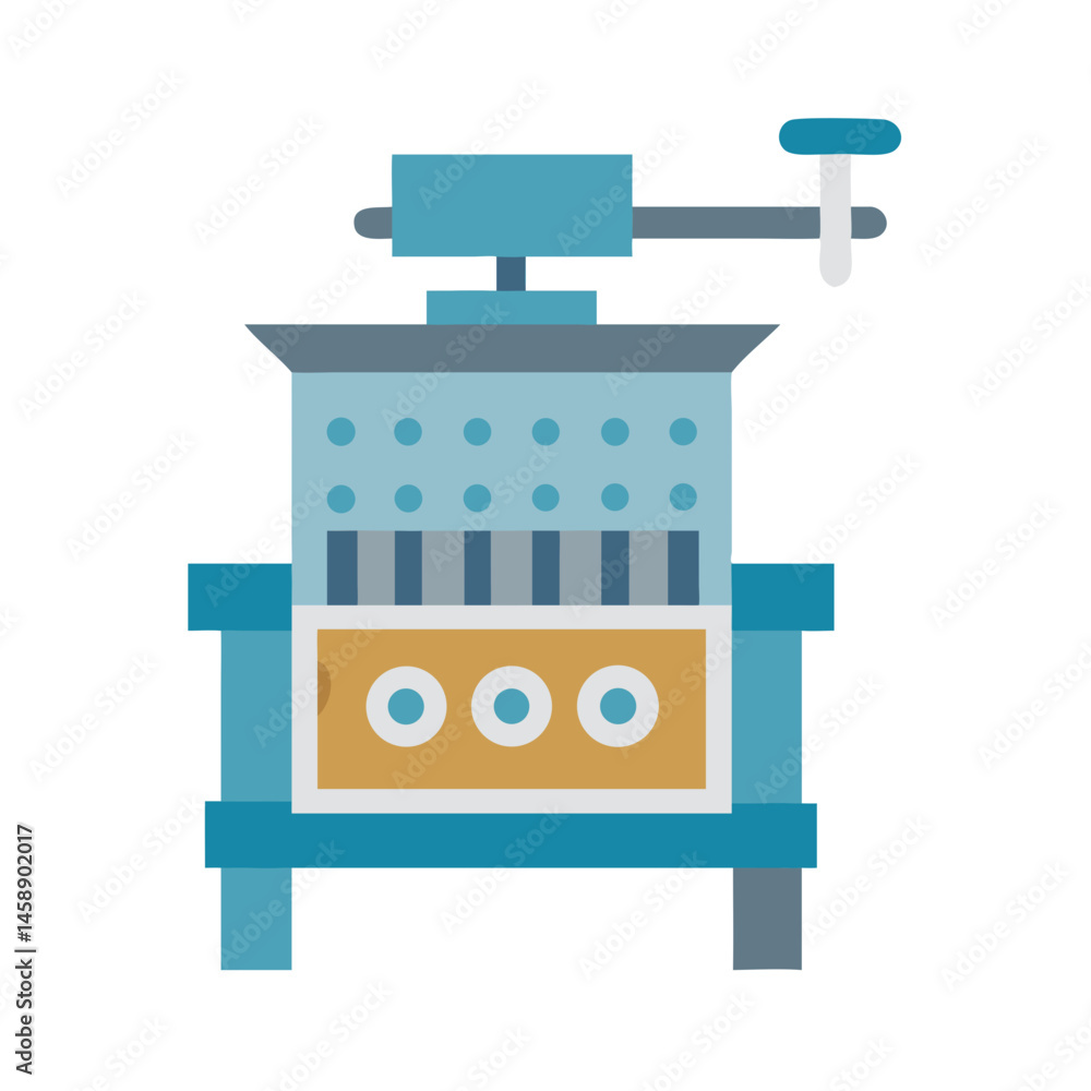 Obraz premium Industrial Wine Press Machine Icon Representing Grape Crushing and Winemaking Process