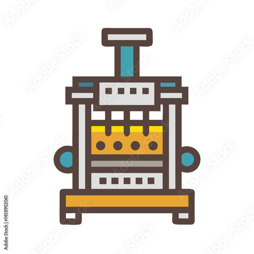 Industrial Wine Press Machine Icon Representing Grape Crushing and Winemaking Process