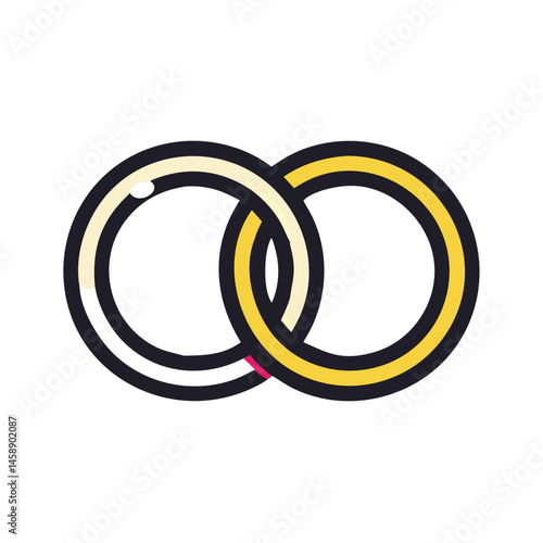 Interlinked Wedding Rings Icon Representing Marriage and Romantic Commitment