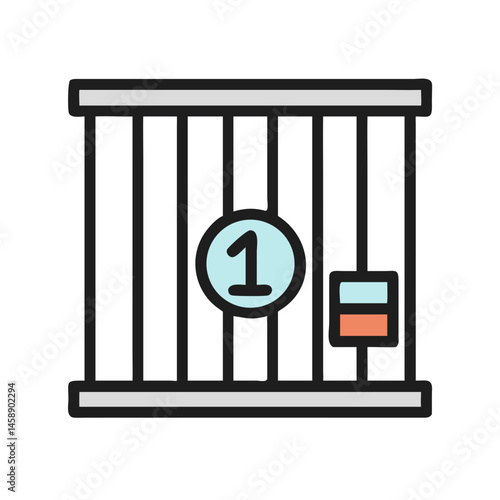 Jail Cell with Prisoner Number Icon Representing Incarceration and Criminal Detention