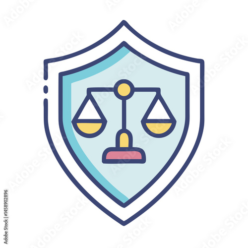 Justice Shield Emblem Icon Representing Law, Protection, and Legal Authority
