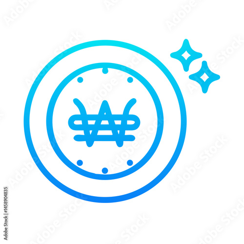 Korean Won Currency Symbol Icon Representing Money and Financial Transactions