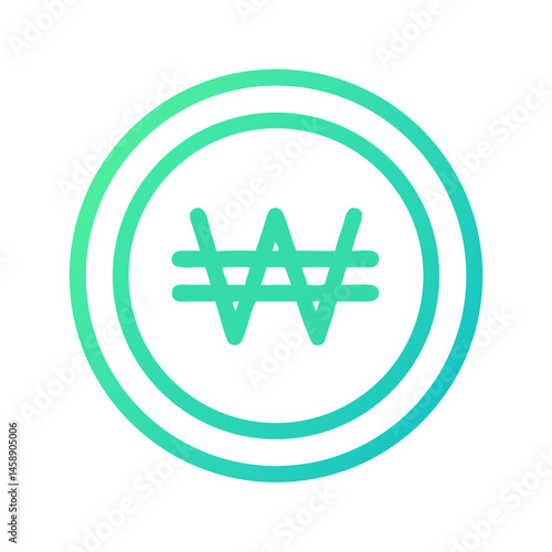 Korean Won Currency Symbol Icon Representing Money and Financial Transactions