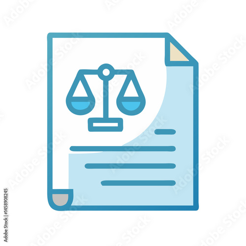 Legal Document with Justice Symbol Icon Representing Law or Court Agreement