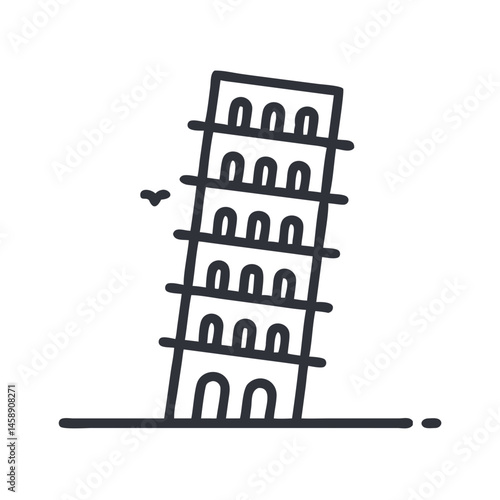 Leaning Tower of Pisa Icon Representing Italy or Historical Landmark