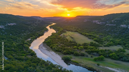 Texas Hill Country Sunset River