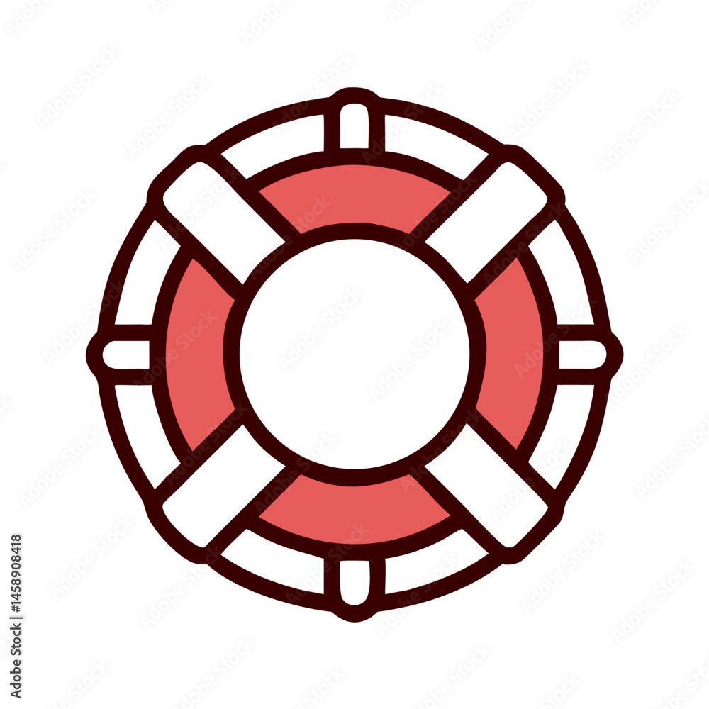 Life Buoy Icon Representing Rescue or Safety Equipment at Sea Life Buoy Icon Representing Rescue or Safety Equipment at Sea