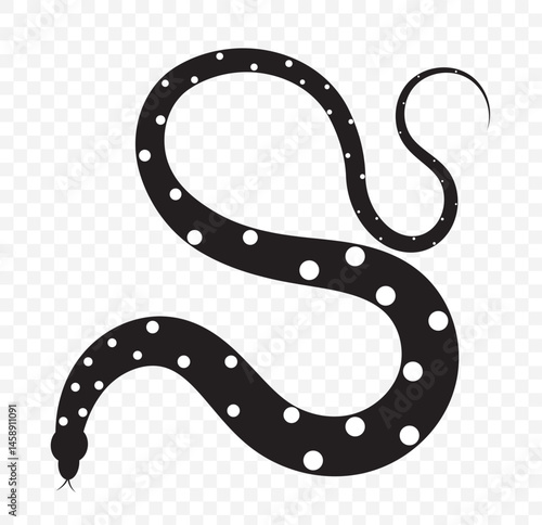 Snake Silhouette Vector Icon – Minimalist Wavy Serpent Design on Transparent Background. EPS 10.