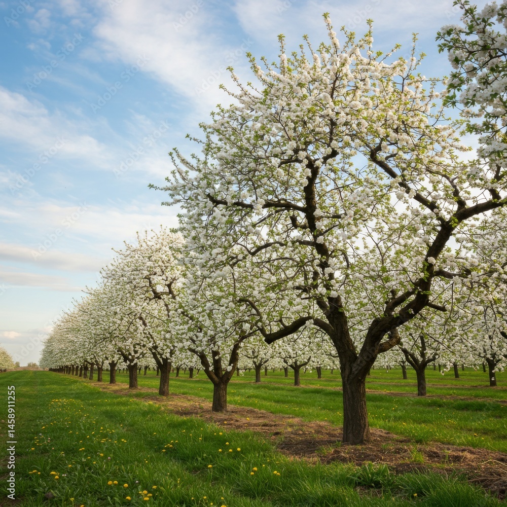 White Cherry Blossoms in Spring Orchard White Cherry Blossoms in Spring Orchard