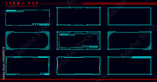 Frame HUD technology Futuristic User Interface Design Frames with Glowing Effect. Showcasing tech elements with a striking design. The image is perfect for tech 