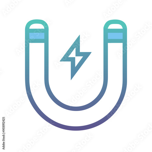 Magnet with Energy Symbol Icon Representing Power and Magnetism