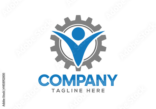 man icon in gear wheel Vector illustraion