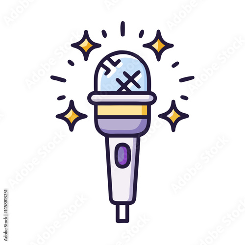 Microphone with Sparkles Icon Representing Fame and Stardom