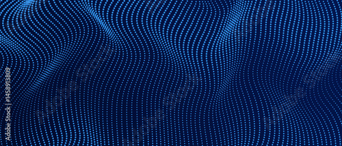 Concept artificial intelligence AI technology bg design, Abstract 3d dot wavy halftone background, Futuristic cyber big data particles. Vector illustration.