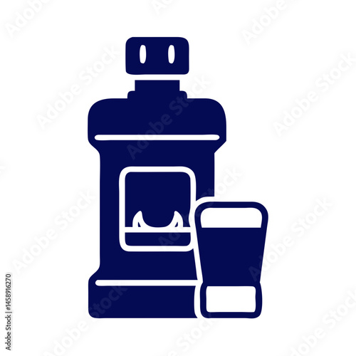 Mouthwash Bottle Icon Representing Oral Hygiene or Fresh Breath Product