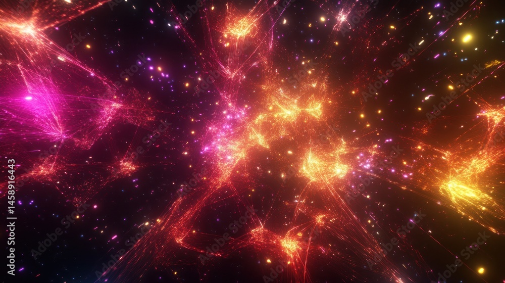 Fototapeta premium Abstract cosmic nebulae, vibrant colors, glowing particles