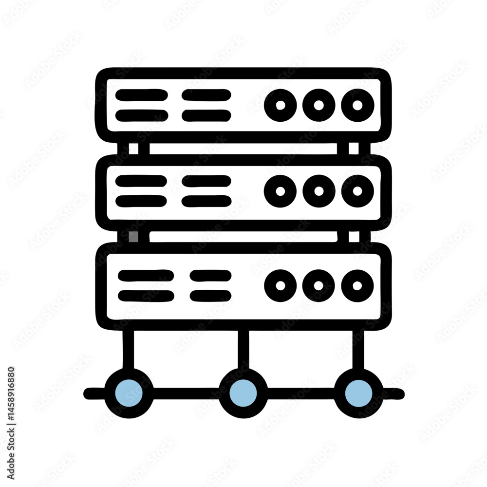 Network Server Rack Icon Representing Data Storage or IT Infrastructure Network Server Rack Icon Representing Data Storage or IT Infrastructure