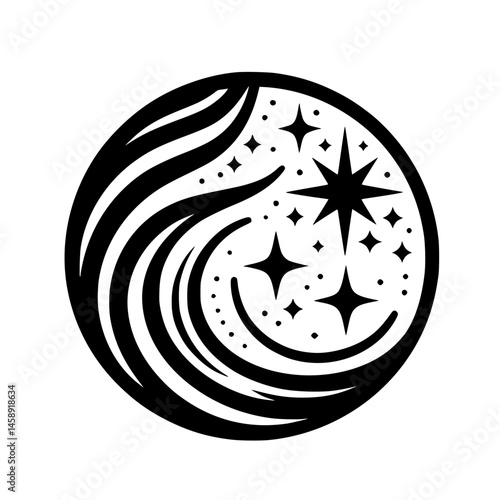 Celestial Swirls: Minimalist Starry Night Emblem
