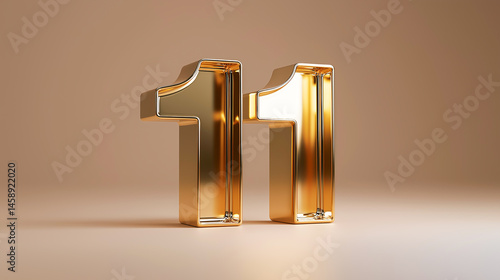 Gold metal number 11 displayed against a simple background