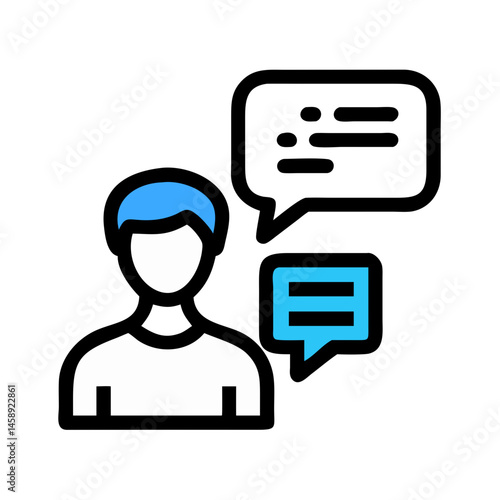 Person Speaking Language Icon Representing Communication or Verbal Interaction