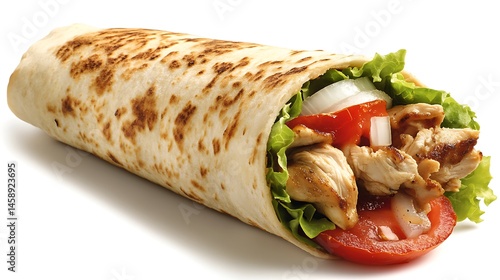 Close up of a freshly made delicious chicken shawarma roll