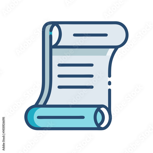 Rolled Scroll Document Icon Representing Historical Record or Official Manuscript