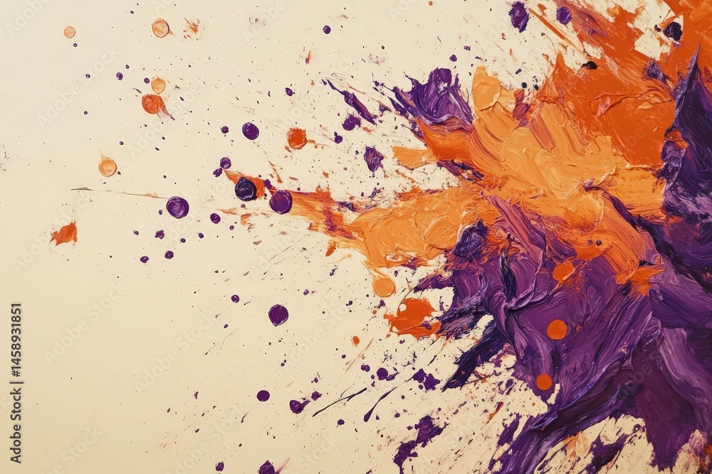 Obraz premium Abstract paint splatter artwork on a light background.