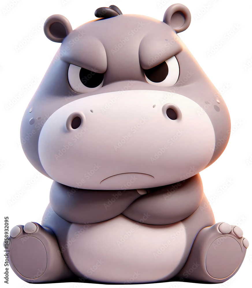 Naklejka premium 3D hippo cartoon, hippo cartoon, Pygmy hippo