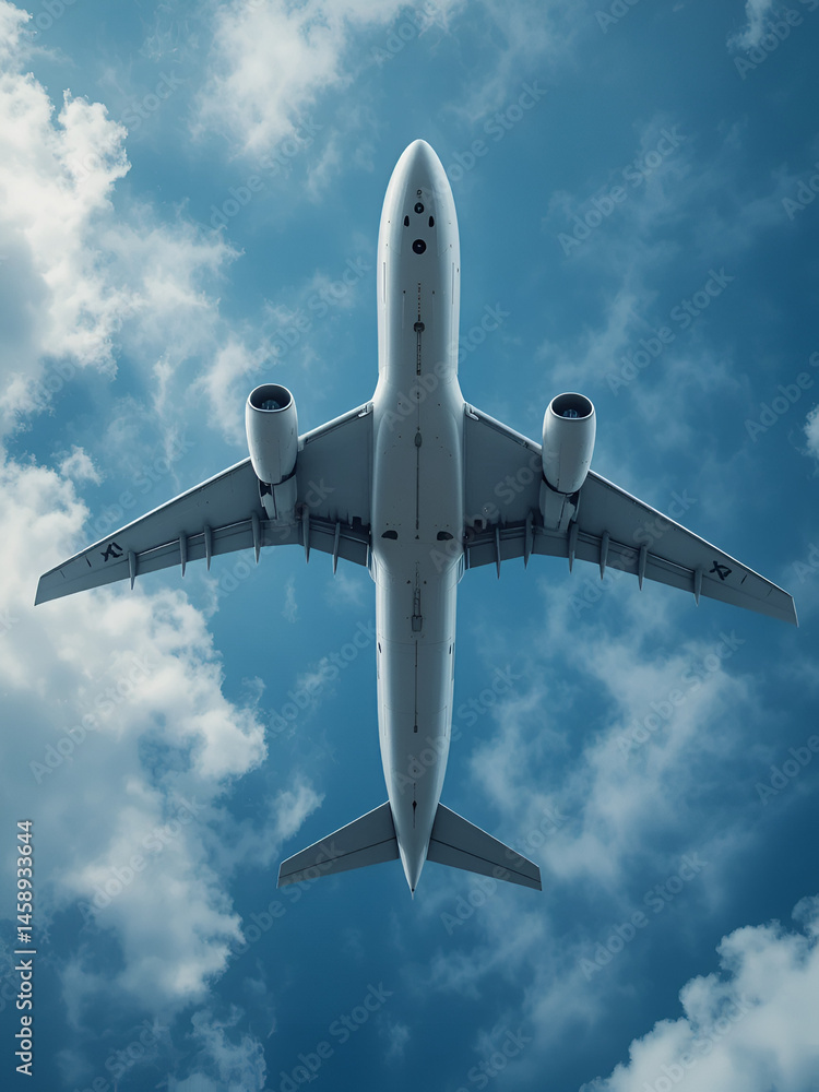 Fototapeta premium A Large Passenger Aircraft Passing Overhead