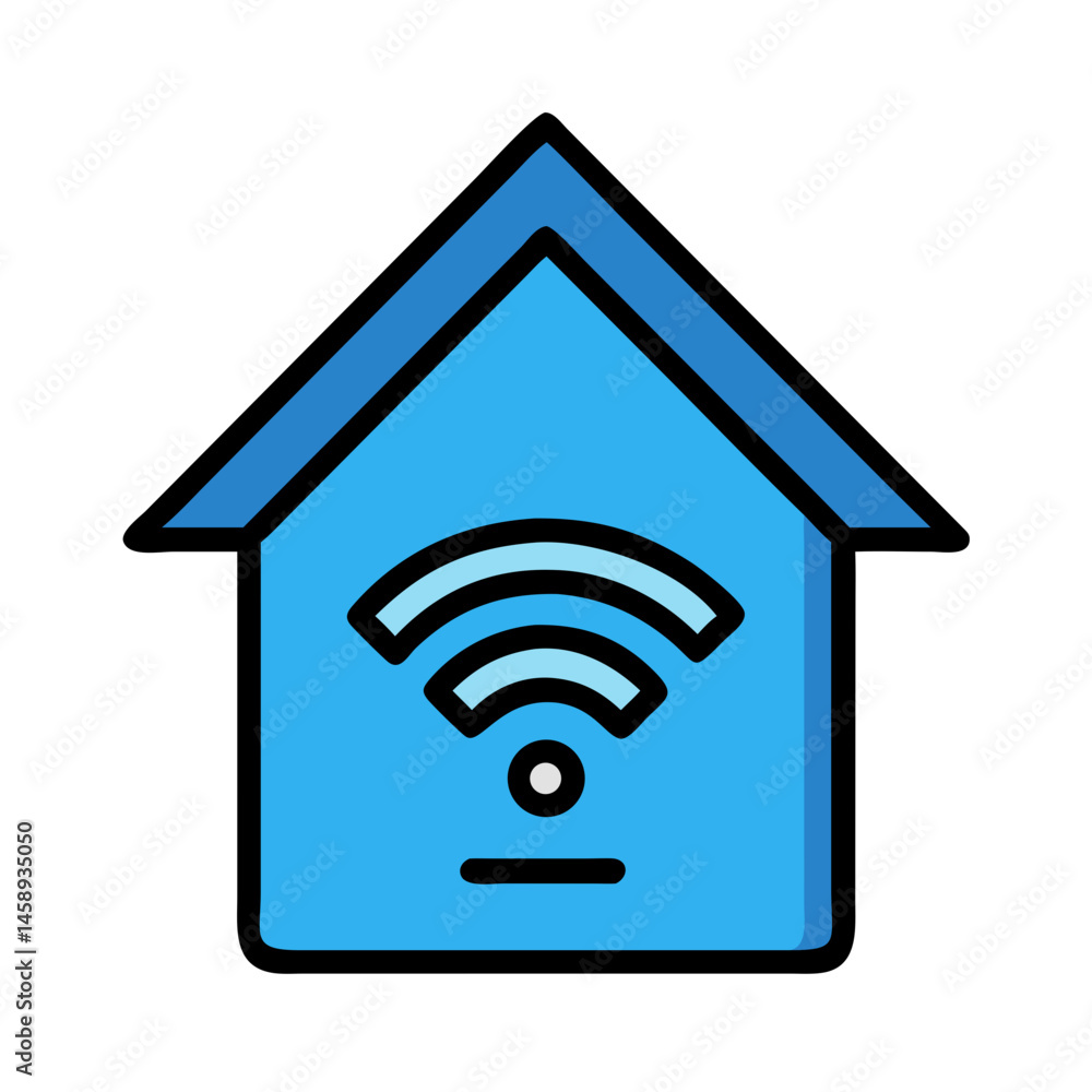 Smart Home with Wi-Fi Connection Icon Representing Connected Living and Home Automation Smart Home with Wi-Fi Connection Icon Representing Connected Living and Home Automation