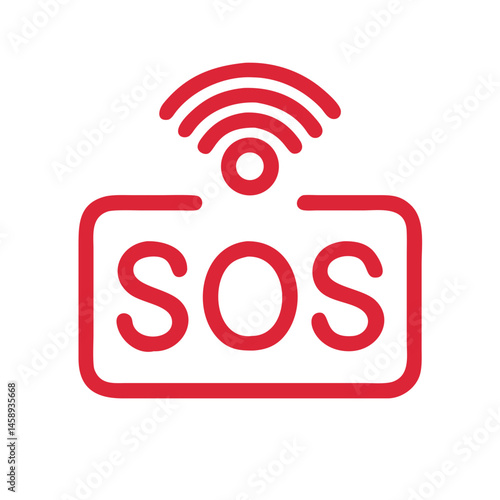 SOS Sign Icon Representing Emergency Alert and Distress Signal