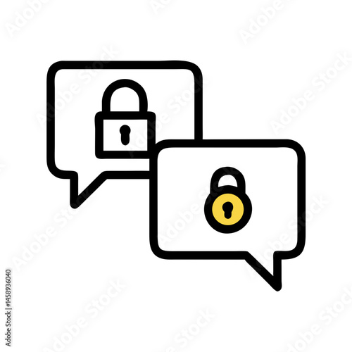 Speech Bubbles with Padlock Icon Representing Secure Communication and Privacy