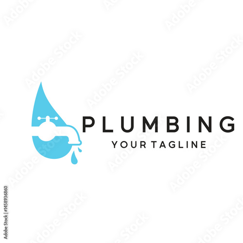 plumbing logo for water tap pipes for buildings, building stores, repair services, contractors, businesses, companies