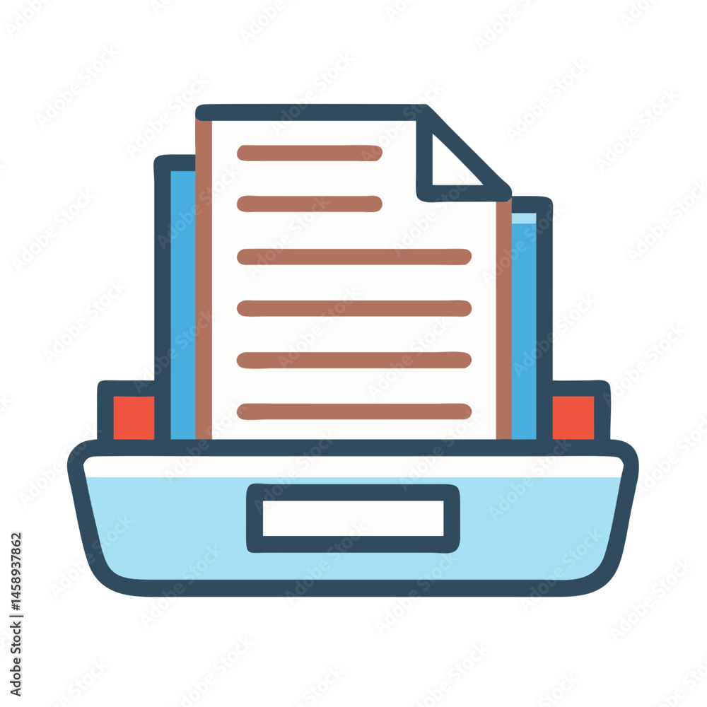 Stack of Documents in Tray Icon Representing Office Files and Paperwork