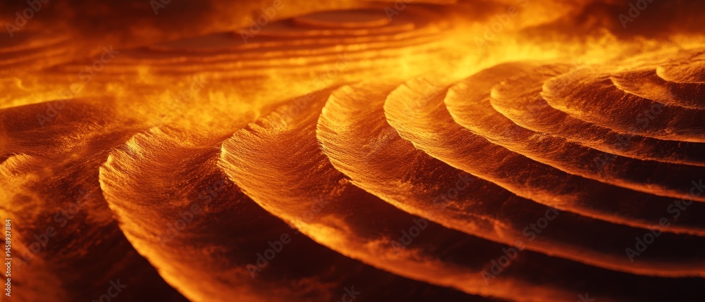 A series of orange waves on a sandy surface