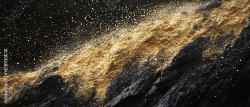 A black and gold background with a lot of glitter