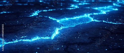 Obraz na płótnie A blue and white image of a cracked surface with a blue glow w salonie