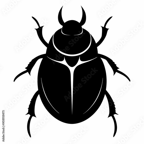 Black Silhouette Dung Beetle Vector Art